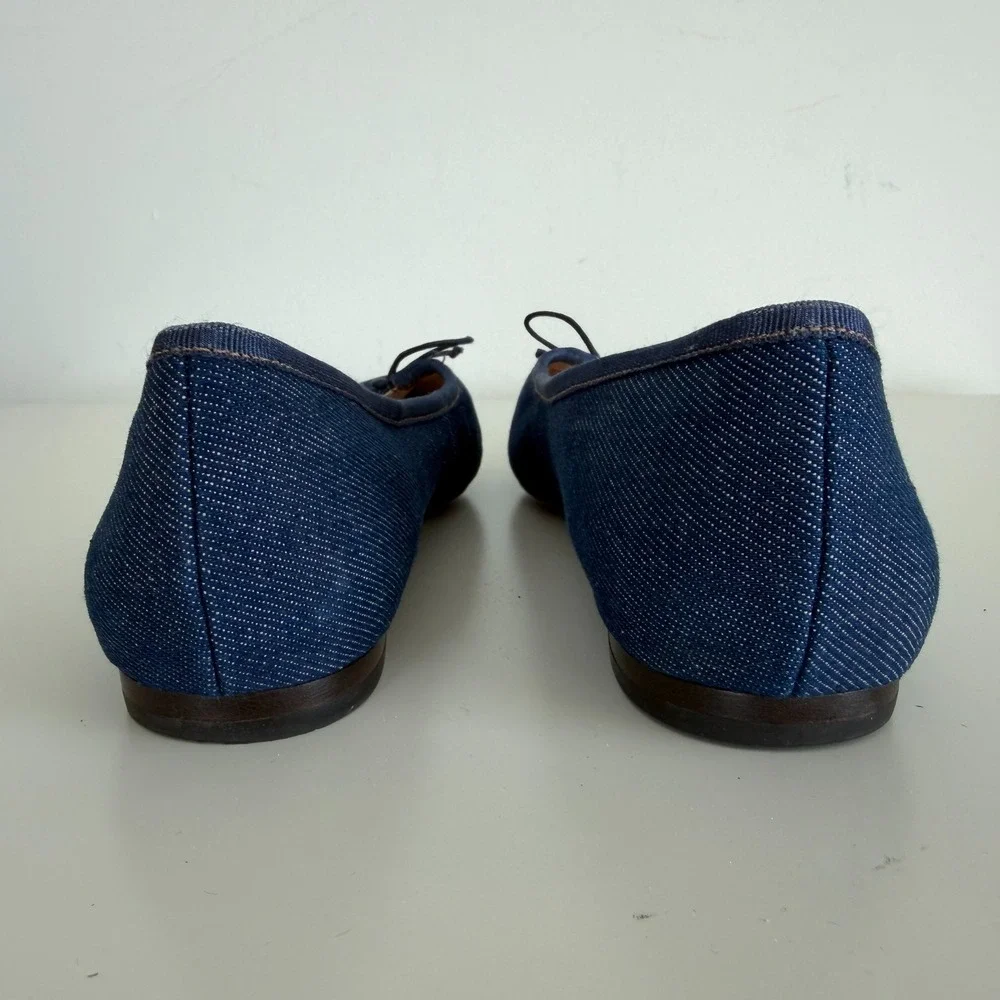Loeffler Randall Ballet Flat Womens 7.5 B Blue Denim Georgie Minimalist Luxury